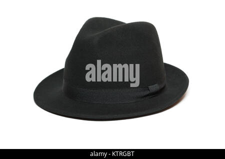 black felt hat isolated on white background. front view Stock Photo - Alamy