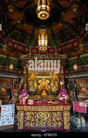 Yokohama - Japan, June 16, 2017; Altar of Mazu, the Goddess of the Sea is worshipped at the Mazu Temple, China town in Yokohama city Stock Photo