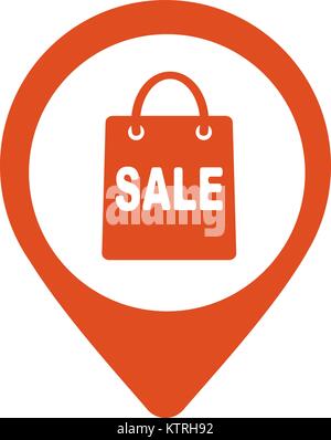 Map pointer with shopping bags icon. Vector illustration Stock Vector