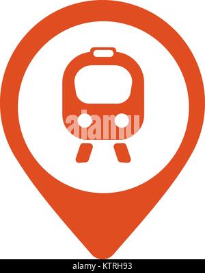 Map icon with train, trolley - vector illustration Stock Vector