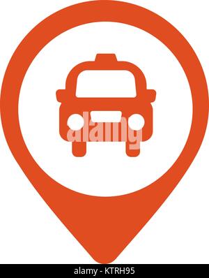 Taxi icon. Map pin with taxi car sign. Vector illustration Stock Vector