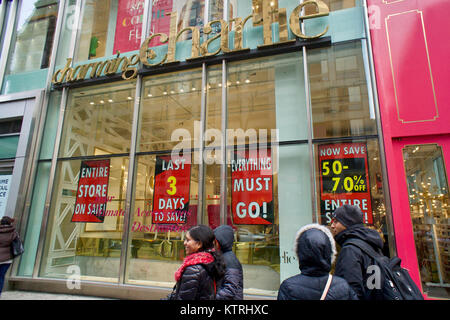 A Charming Charlie store in Midtown Manhattan in New York on Sunday, December 24, 2017. The retailer has recently filed for Chapter 11 bankruptcy protection and will close some stores. (© Richard B. Levine) Stock Photo