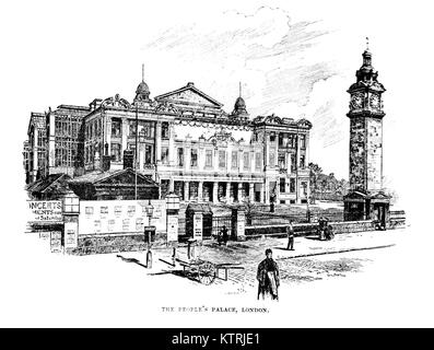 The People's Palace, now The Queen's Building (Queen Mary University of London, Whitechapel, London, 19th Century Illustration Stock Photo