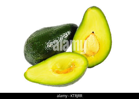 Cut in halves avocado against white background Stock Photo
