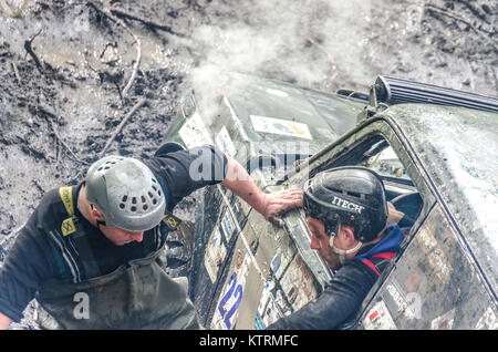 SALOVKA, RUSSIA - MAY 5, 2017: Extreme race for dirt on off-road cars at the annual car racing 'Trophy rubezh 2017'. Stock Photo