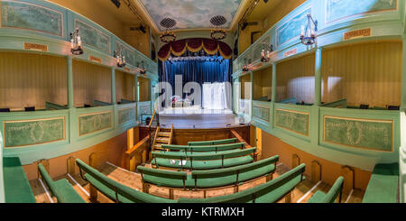 Interior of historic Georgian Theatre Royal, one of Britain's oldest theaters, built 1788, Richmond, North Yorkshire, England. Stock Photo