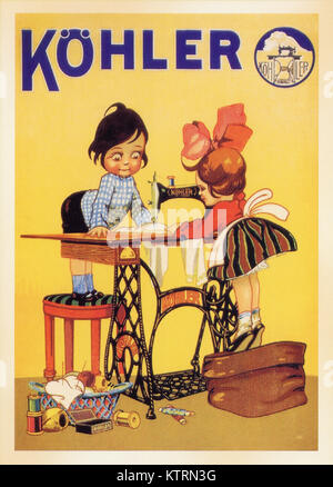 US Vintage Poster card - printed during World War Ⅱ. - Showing up KOHLER - sewing machine Stock Photo