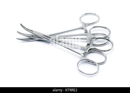 medical allis tissue forceps for surgical doctor grasping or holding isolated on white background Stock Photo