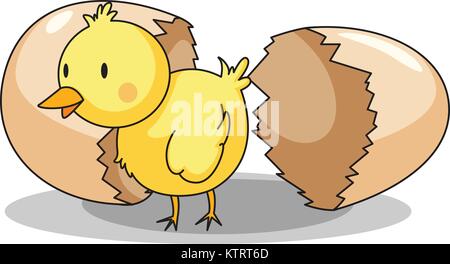 Illustration of a chick hatching Stock Vector