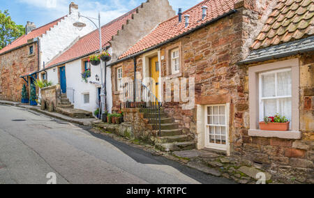 Crail harbour in a sunny summer morning, small fishermen village in Fife, Scotland. Stock Photo