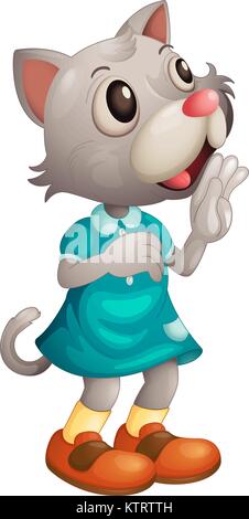 Illustration of a cute cat on white Stock Vector