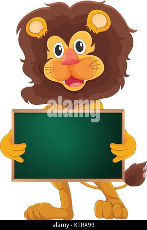 Illustration of a cartoon character holding a blank board Stock Vector