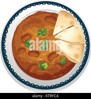 Curry bread bread vector drawing. Food sketch of Bun, usually known in ...