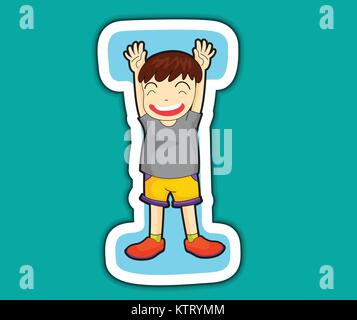 Illustrated alphabet letter series with kids Stock Vector