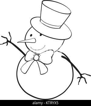 detailed illustration of a snowman on a white background Stock Vector