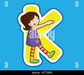 Illustrated alphabet letter series with kids Stock Vector