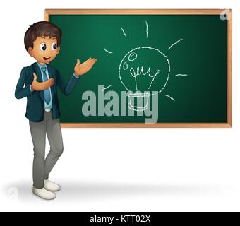 Businessman cartoon presenting on blackboard Stock Vector