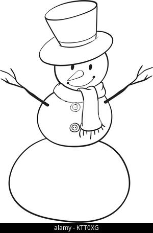 detailed illustration of a snowman on a white background Stock Vector