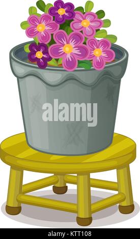illustration of a pot plant on a stool Stock Vector