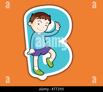 Illustrated alphabet letter series with kids Stock Vector