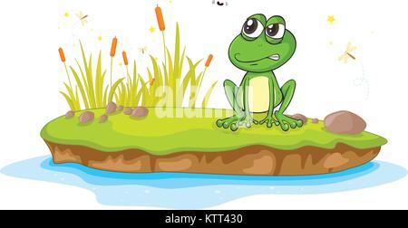 illustration of a frog and a water on a white background Stock Vector