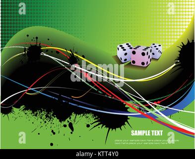Abstract yellow green wave background with dices image. Vector illustration Stock Vector