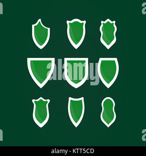 Set of shields icons for design isolated on background Stock Vector