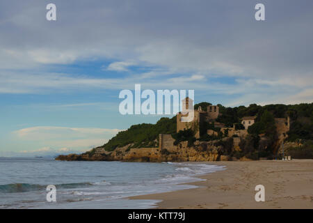 Tamarit Castle next to Meditterranean sea in Tarragona, Catalunya, Spain Stock Photo