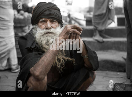 Street Portrait of an Old Sage from India Stock Photo