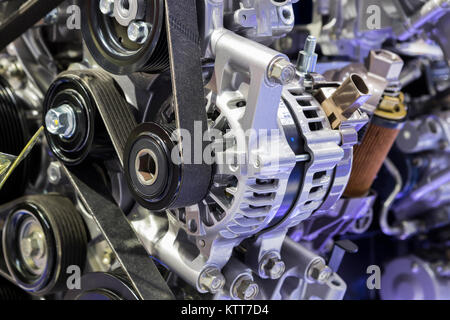 alternator in Diesel Engine ; powertain Stock Photo