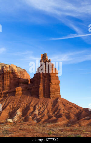 Chimney Rock rock formation in Capitol Reef National Park, Utah Stock Photo