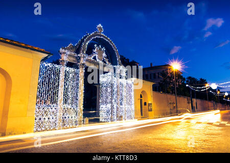 1840s Gate of the former ILVA Ironworks Complex in Follonica at Christmas time Stock Photo