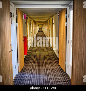 Gloomy Hotel corridor in Sweden Stock Photo