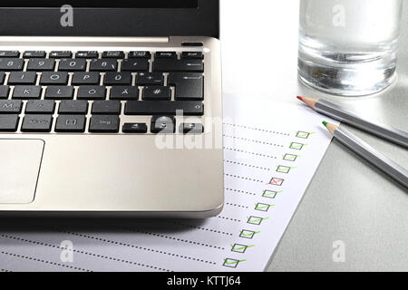 completed checklist with failure in office Stock Photo - Alamy