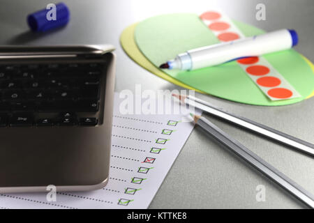 completed checklist with failure in office Stock Photo - Alamy
