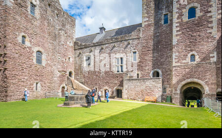 Doune Castle, medieval stronghold near the village of Doune, in the Stirling district of central Scotland. Stock Photo