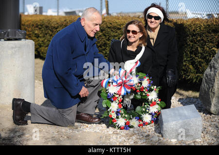 WESTHAMPTON BEACH, N.Y. - The Downstate New York Division of the Polish American Congress, along with friends and family, held a wreath-laying ceremony at the Francis S. Gabreski Airport in Westhampton, Long Island on Sunday on January 29th at 1:00 p.m. to honor the memory of America’s top World War II Air Ace in Europe for whom the airport is named on the 100th anniversary of his death.  (USAF/Senior Airman Christopher Muncy -released) Stock Photo