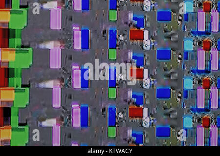 abstract colorful background texture. glitches, distortion on the screen broadcast digital TV, satellite channels Stock Photo
