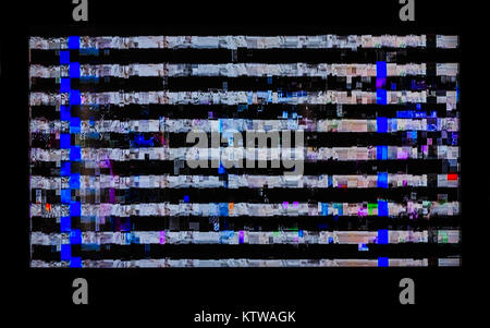 glitches, distortions, stripes on the LCD TV. colorful abstract background texture Stock Photo