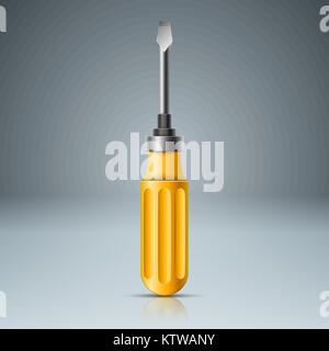 Realistic screw yellow icon Stock Vector