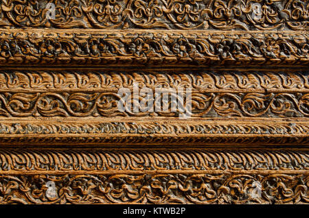 Old wood background with carving. Stock image. Stock Photo