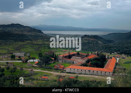 Moni Limonos (Leimonos), a greek orthodox monastery of 16th century, in Lesvos island, Greece. Stock Photo