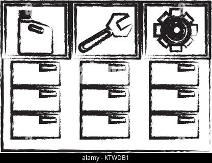 chest of drawers of mechanic tools Stock Vector