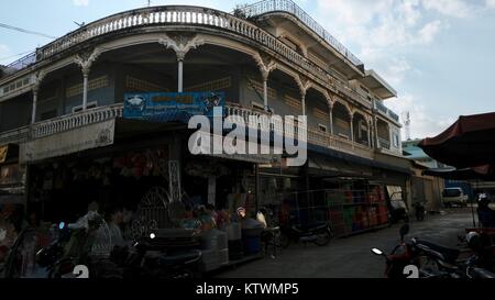 Authentic French Colonial Architecture Art Deco Building structures Battambang Cambodia South East Asia Stock Photo