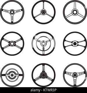 Set of steering wheel icon Stock Vector