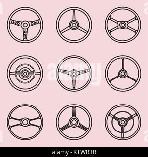 Set of steering wheel icon Stock Vector