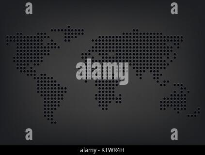 Metal holes World map Stock Vector