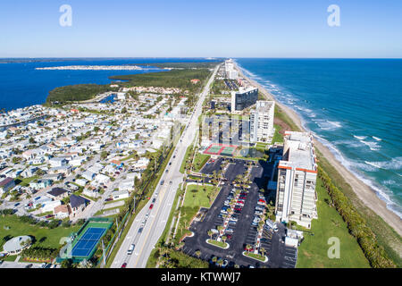 Florida Hutchinson Barrier Island,Jensen Beach,high rise condominium residential apartment apartments building buildings housing buildings,modular hom Stock Photo