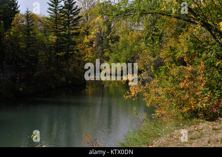 Fall Landscapes by the Bow River, Bowness Park, Calgary, Alberta, Canada. Stock Photo