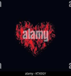 Red flamy Valentine Heart Stock Vector